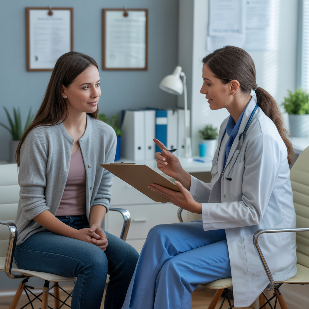 women speaking to a doctor about PCOS
