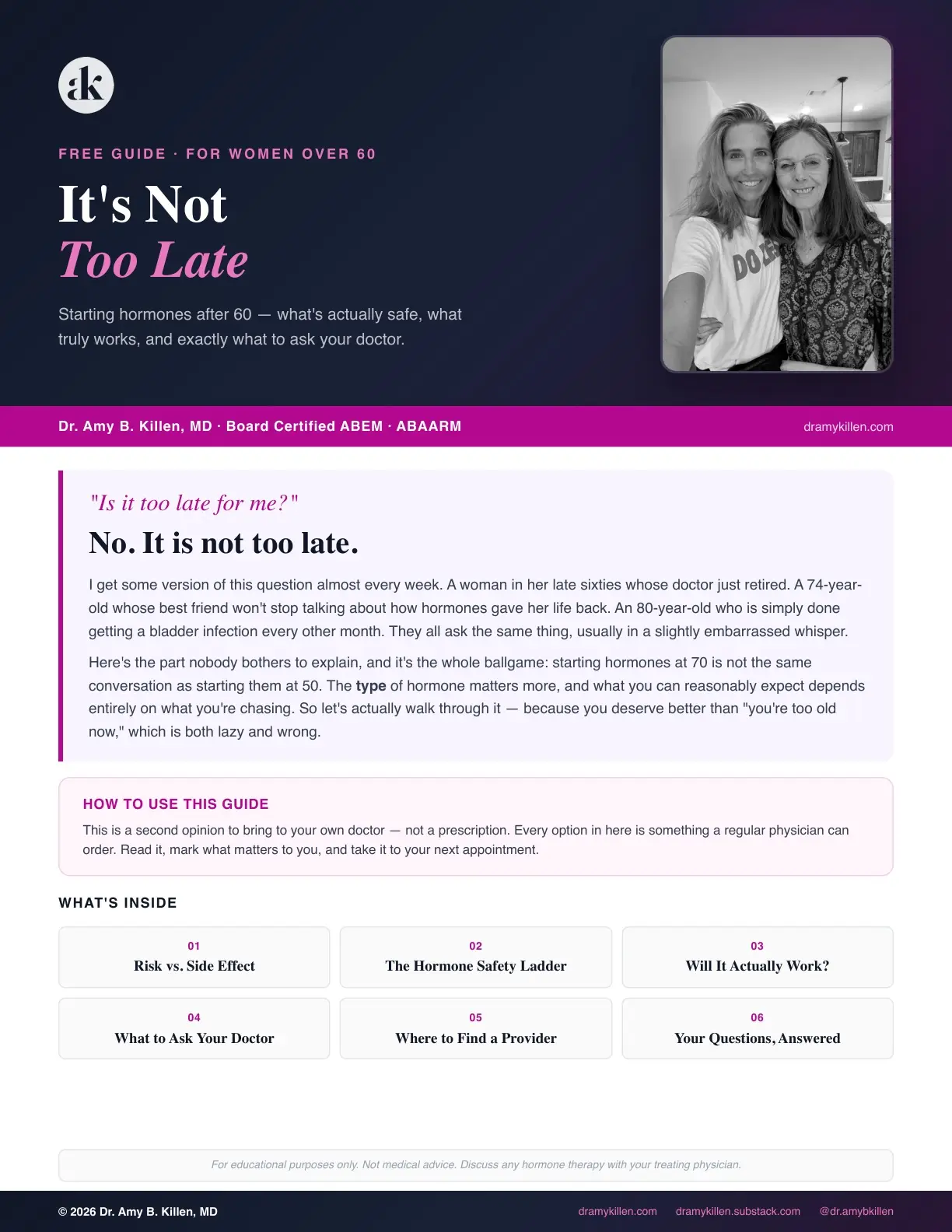 It&rsquo;s Not Too Late: Hormones After 60